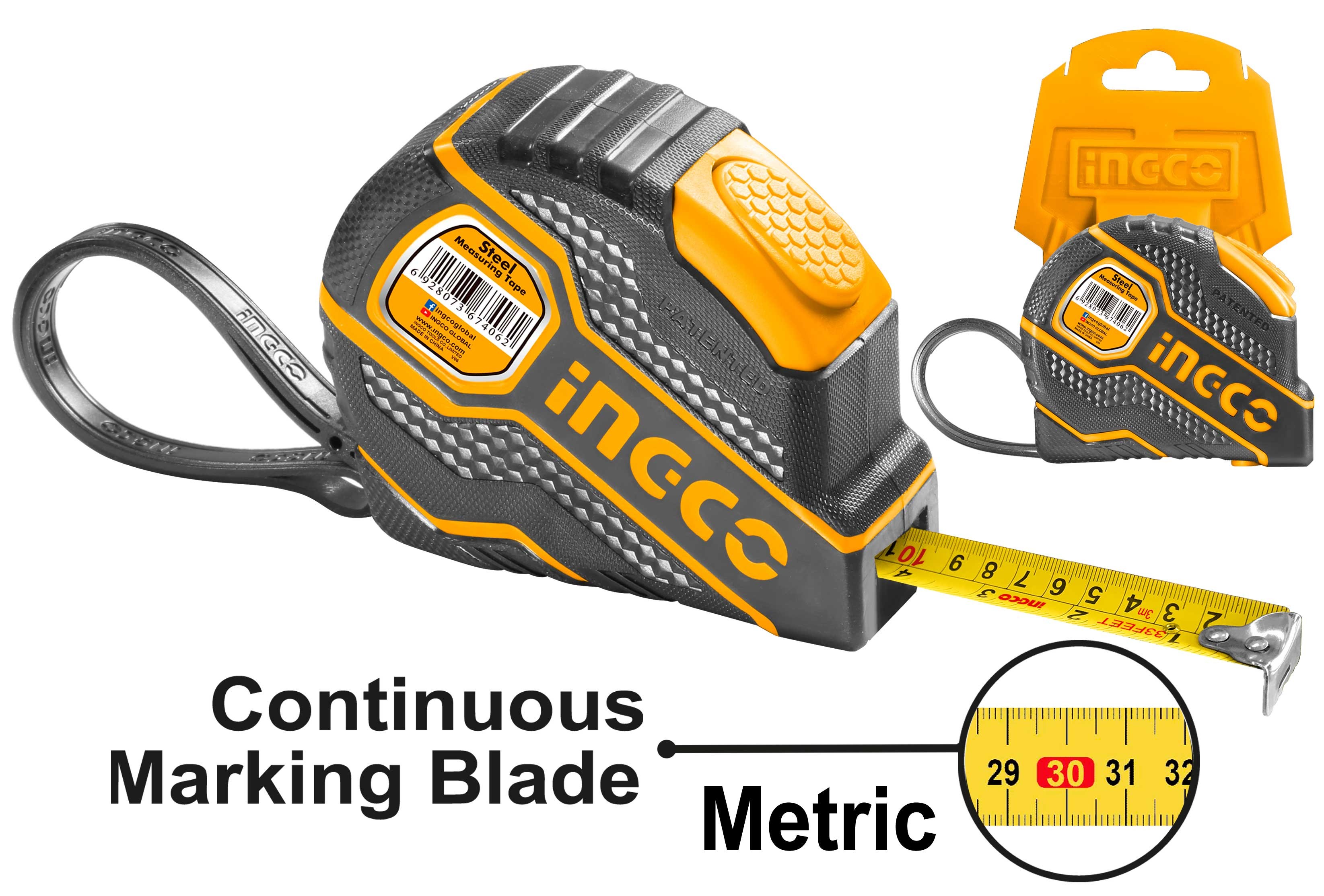 INGCO HSMT0805.1 Stl measure tape 5mx25mm RUB - Builders Mart